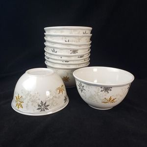 Set of 10 Threshold Target Snowflake Gold Silver Melamine Bowls